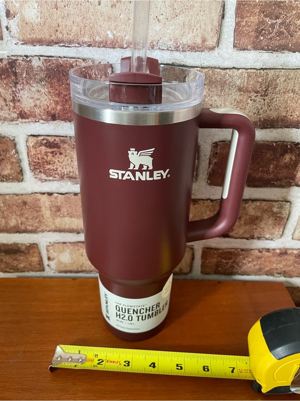 Stanley Quencher Tumbler - Maroon with Clear Lid